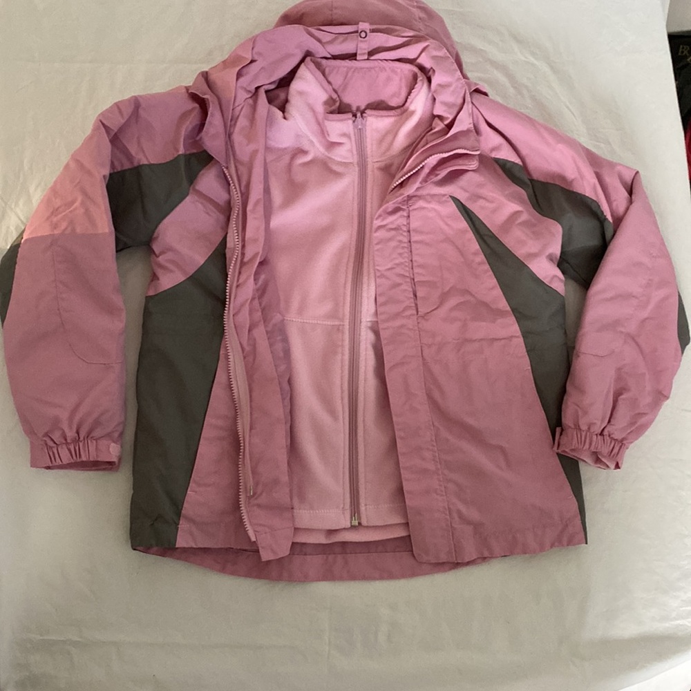 Moby Goby 3-in-1 Pink and Grey Ski Fleece Zip Out Girl Parka Jacket